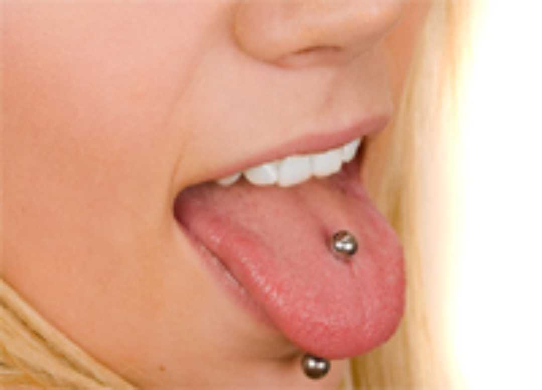 woman with a tongue peircing