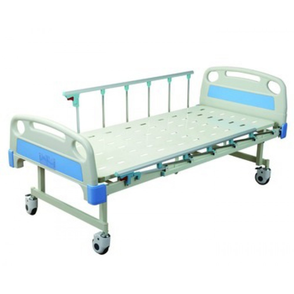 HEALTHCARE PLAIN HOSPITAL BED ABS PANEL WITH SIDE RAILING AND WHEEL