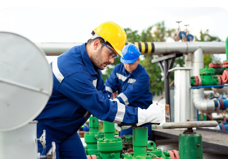 Industrial facility with clear sky, representing industrial safety