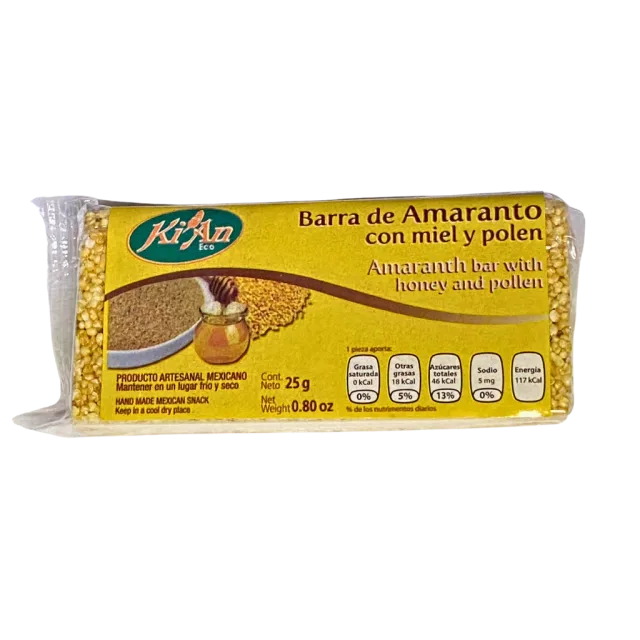 BARRA DE AMARANTO CON POLEN Y MIEL (KIAN)1 PZA