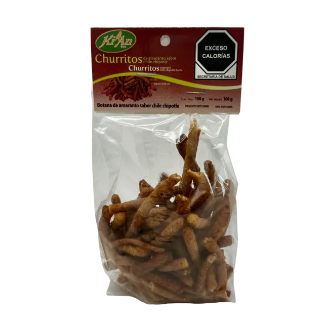 CHURRITOS DE AMARANTO CON MAIZ Y CHILE CHIPOTLE (KIAN) 100 G