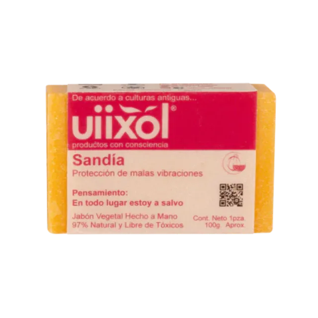 JABON ARTESANAL NATURAL 100% VEGETAL SANDIA PROTECCION DE MALAS VIBRACIONES (UIIXOL) 100 G