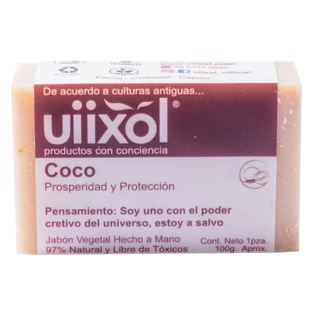 JABON ARTESANAL NATURAL COCO GENERA PROSPERIDAD Y PROTECCION (UIIXOL) 100 G