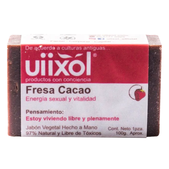 JABON ARTESANAL NATURAL FRESA CACAO (UIIXOL) 100 G