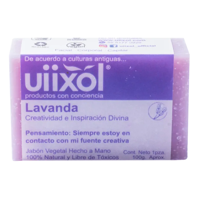 JABON ARTESANAL NATURAL LAVANDA CREATIVIDAD E INSPIRACION DIVINA (UIIXOL) 100G