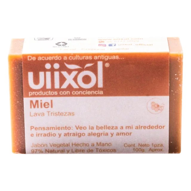 JABON ARTESANAL NATURAL MIEL LAVA LAS TRISTEZAS (UIIXOL) 100 G