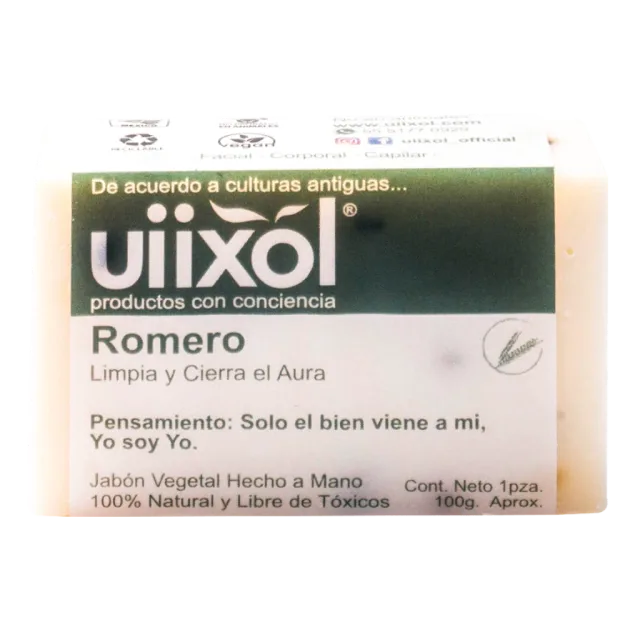 JABON ARTESANAL NATURAL ROMERO LIMPIA Y CIERRA EL AURA (UIIXOL) 100 G