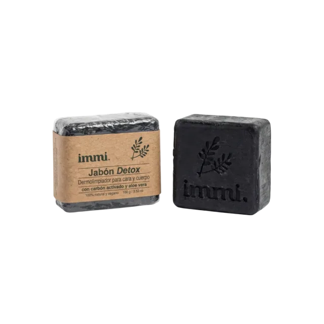 JABON DETOX BARRA CARBON ACTIVADO Y ALOE VERA 100 G (IMMI)