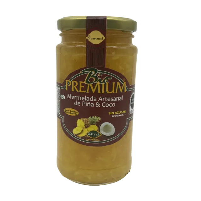 MERMELADA AGROECOLOGICA DE PIÑA COCO SIN AZUCAR (BIOPREMIUM) 350 G