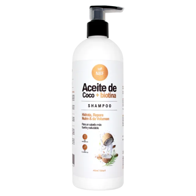 SHAMPOO CON ACEITE DE COCO Y BIOTINA (NBF) 410 ML