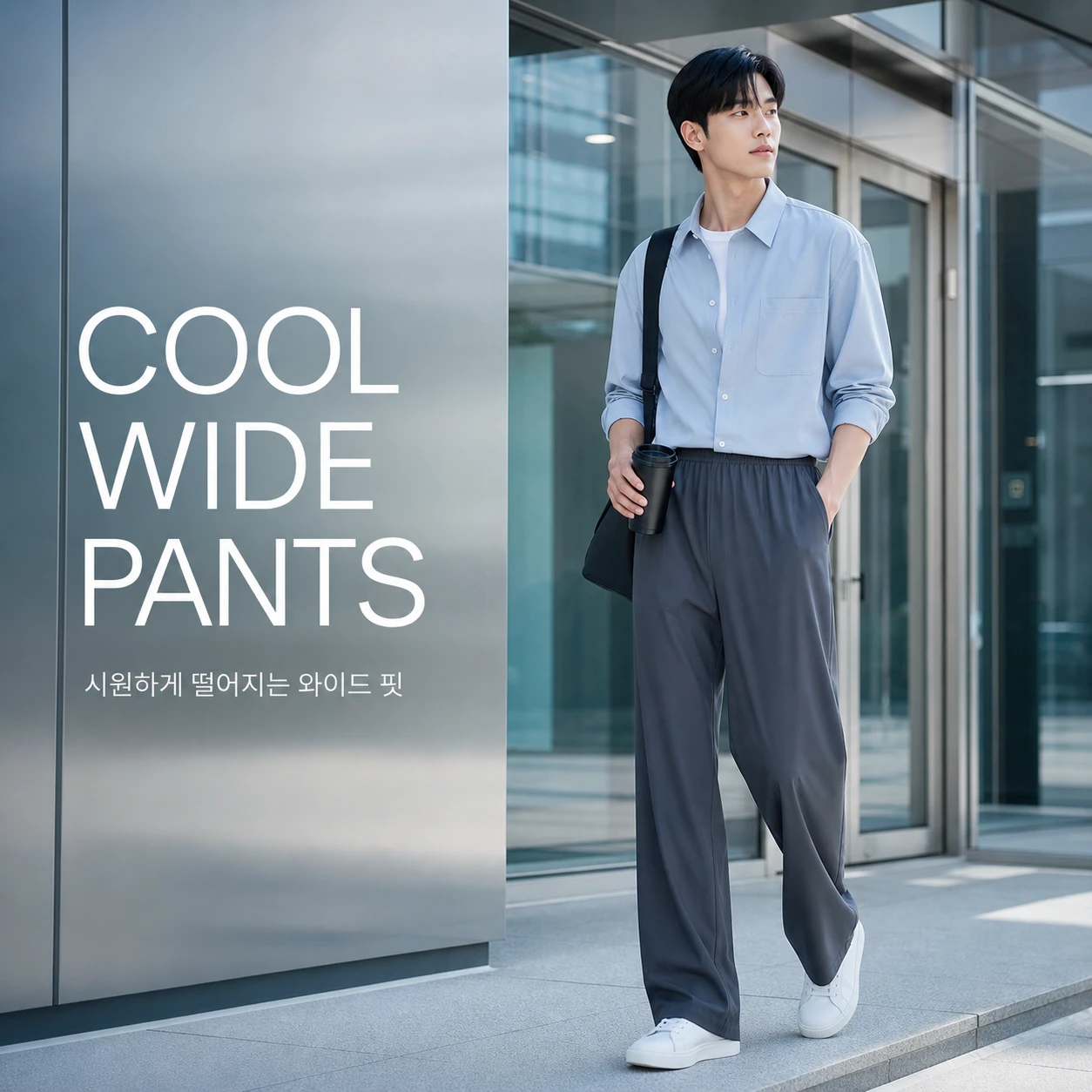 쿨터치 와이드 밴딩 팬츠 착용 배너