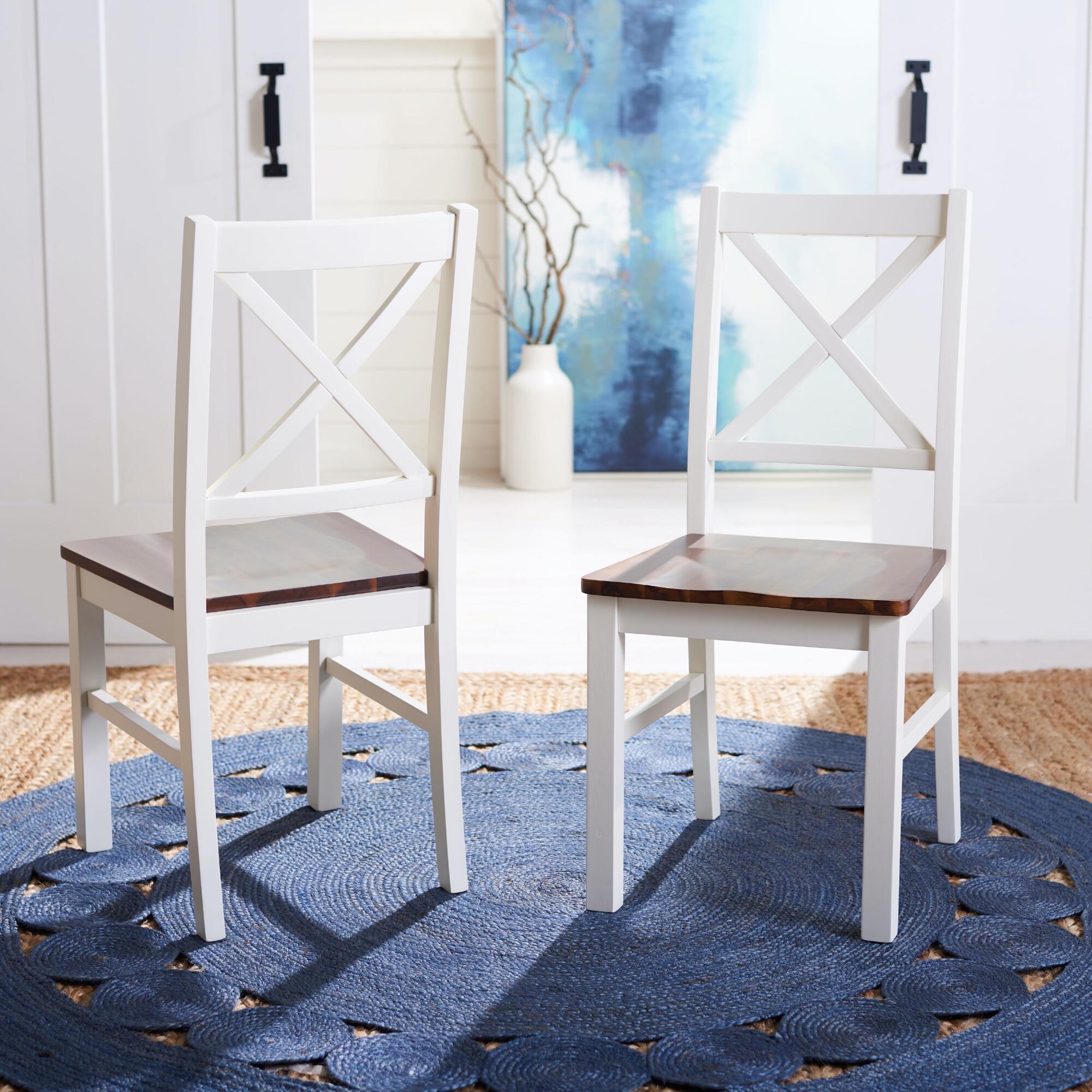 Cortland White And Natural Wood Dining Chair Set Of 2