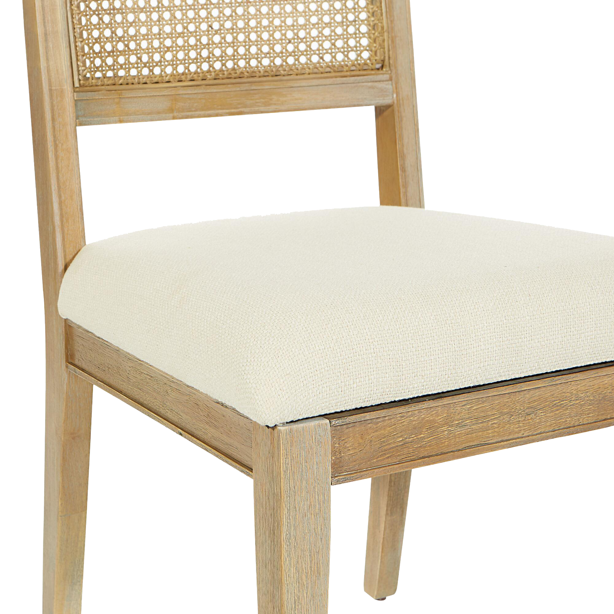 Jakob Wood And Linen Cane Back Dining Chair Set Of 2