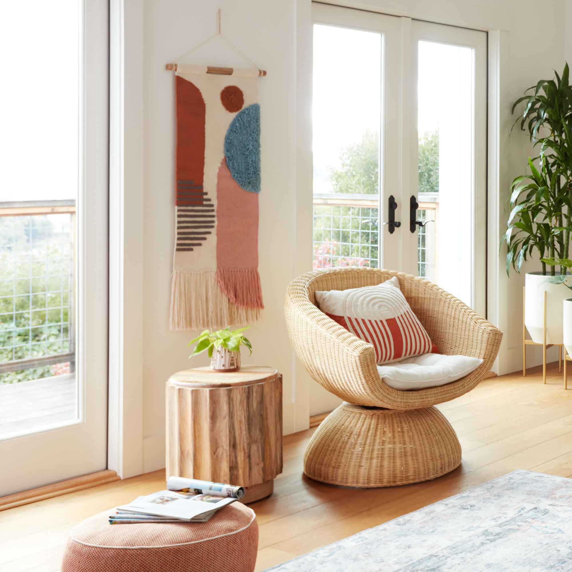 Nikita Rattan Swivel Chair With Cushion