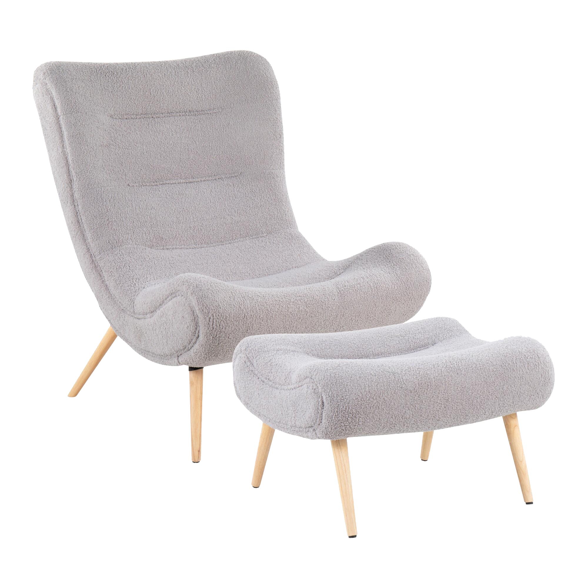 Tustin Faux Sherpa Upholstered Chair And Ottoman Set