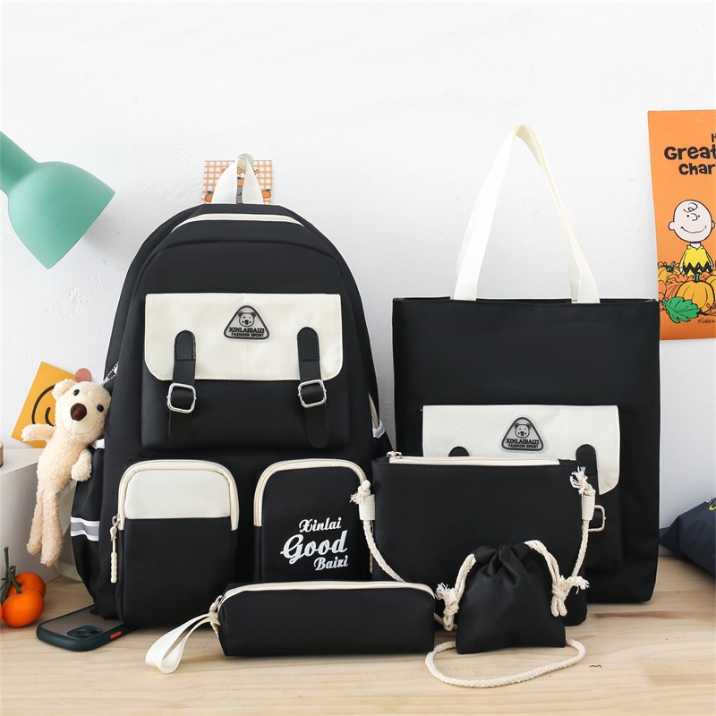 🛍️ Ensemble de 6 Sacs Scolaires Multifonctions – Design Coréen & Élégant