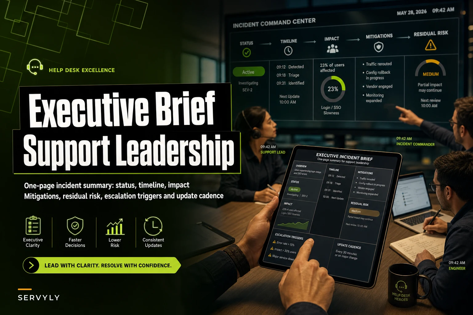 Executive Incident Brief Template for Support Leadership