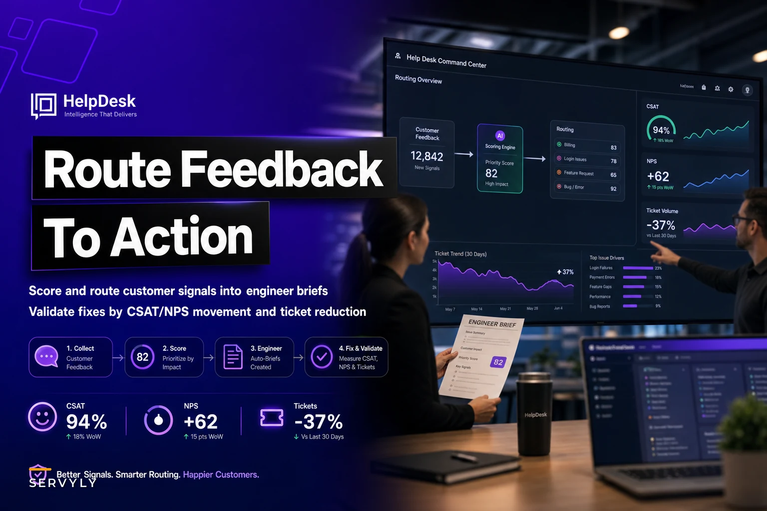 Route Customer Feedback to Action: Scoring, Engineer Briefs and Post-Fix Validation Tied to CSAT and NPS