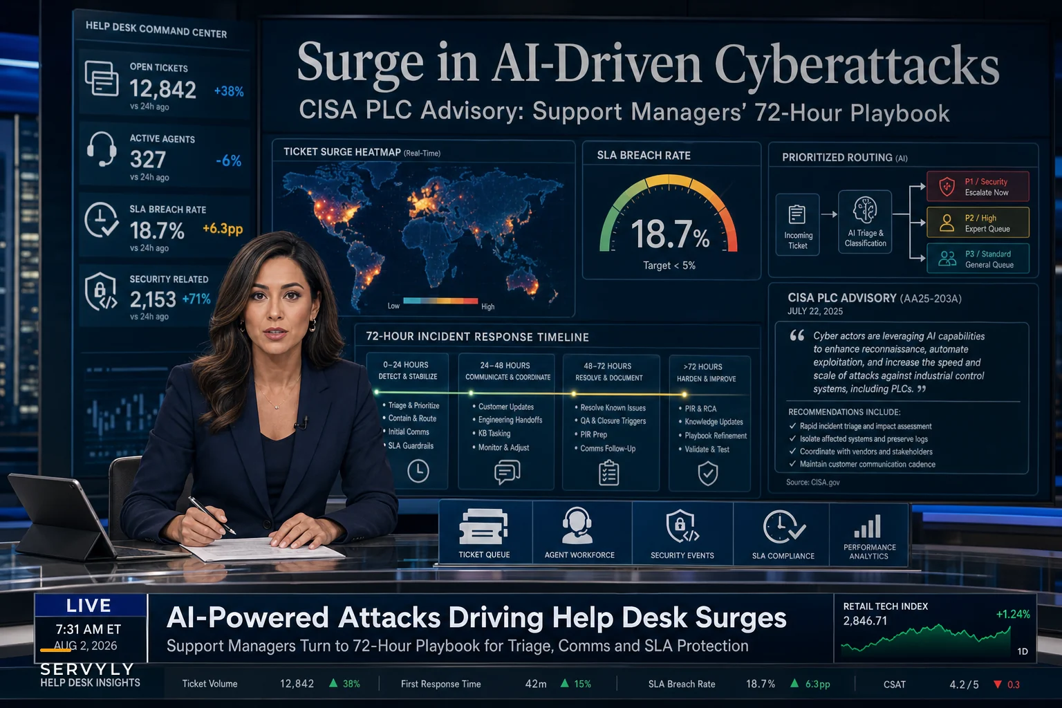 Surge in AI‑Driven Cyberattacks and the CISA PLC Advisory: A Support Manager's Playbook for Incident Triage, Customer Communications, and SLA Protection
