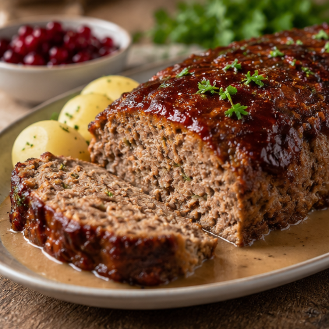 Köttfärslimpa med gräddsås