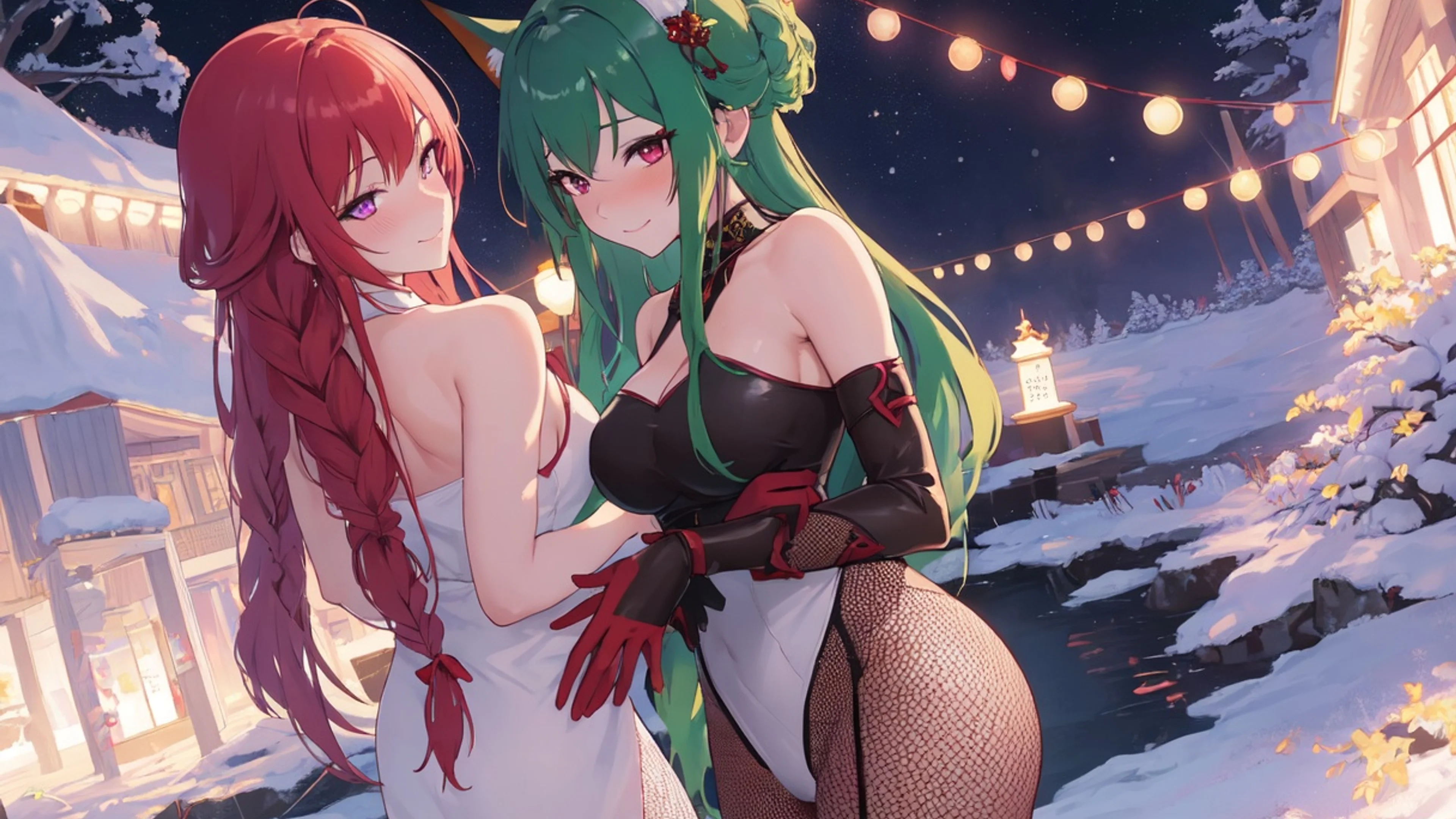 Fox Kitsune & Cosplayer Romance On Alien Planet Moons — Wallpaper desktop preview