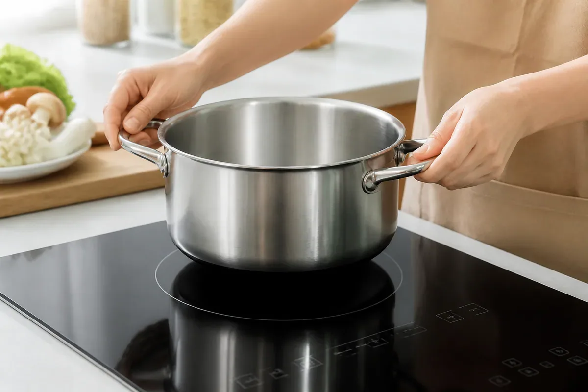 Bếp từ cần loại nồi như thế nào? Minh họa Bếp từ cần loại nồi như thế nào? với dụng cụ inox trong bếp gia đình Việt
