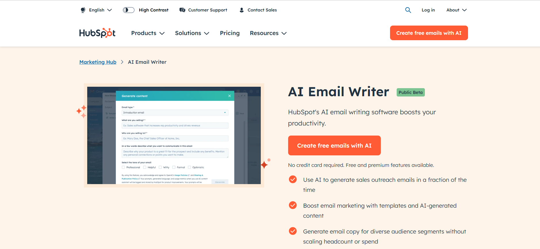 HubSpot AI Email Writer