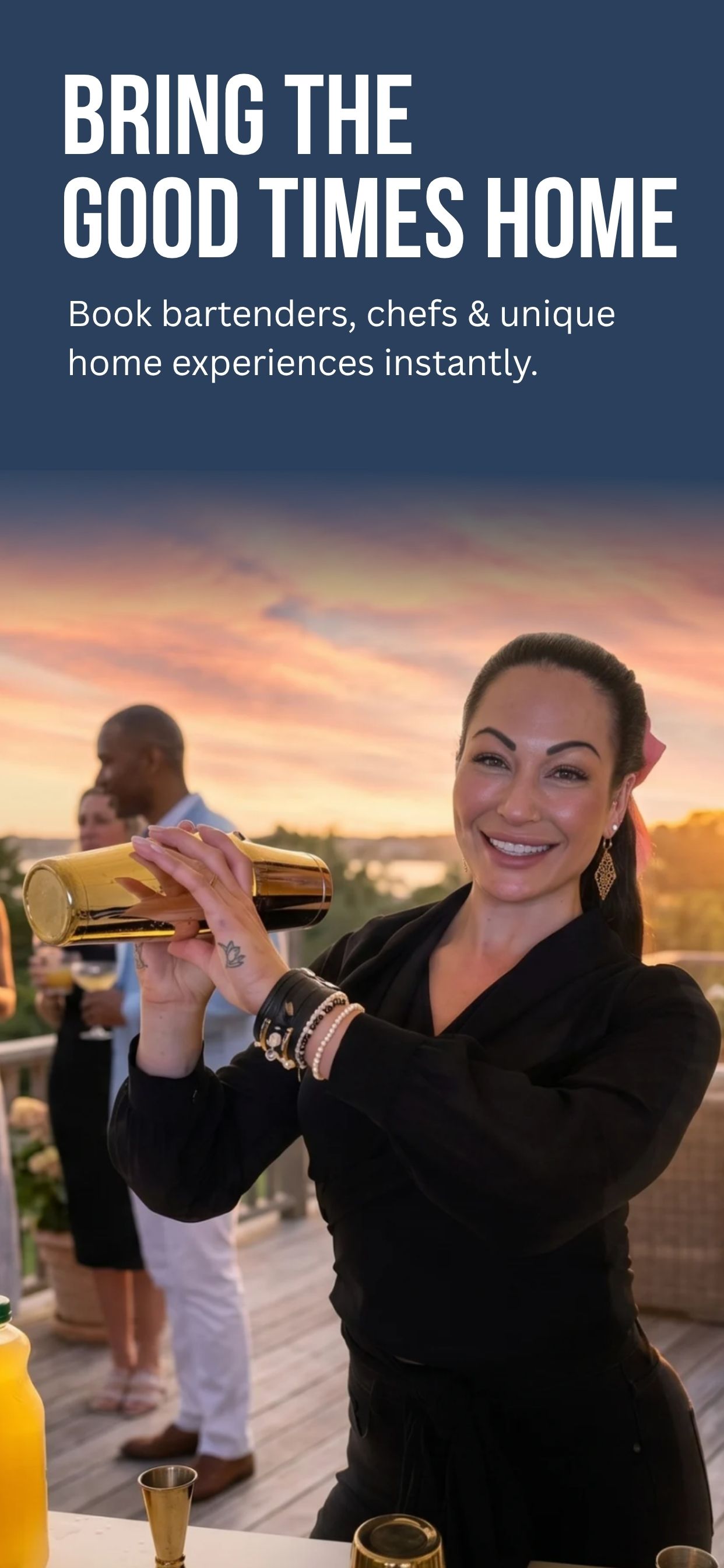 HexBook iOS app — Bring the good times home. Book bartenders, chefs and unique home experiences instantly.