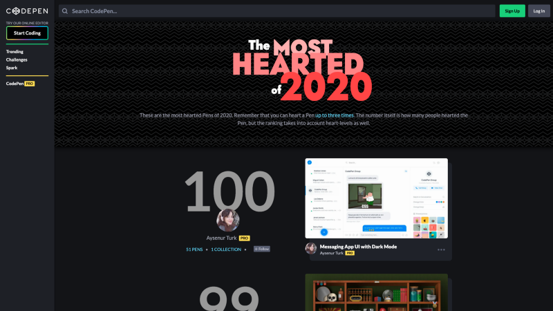 CodePen 百大人氣專案