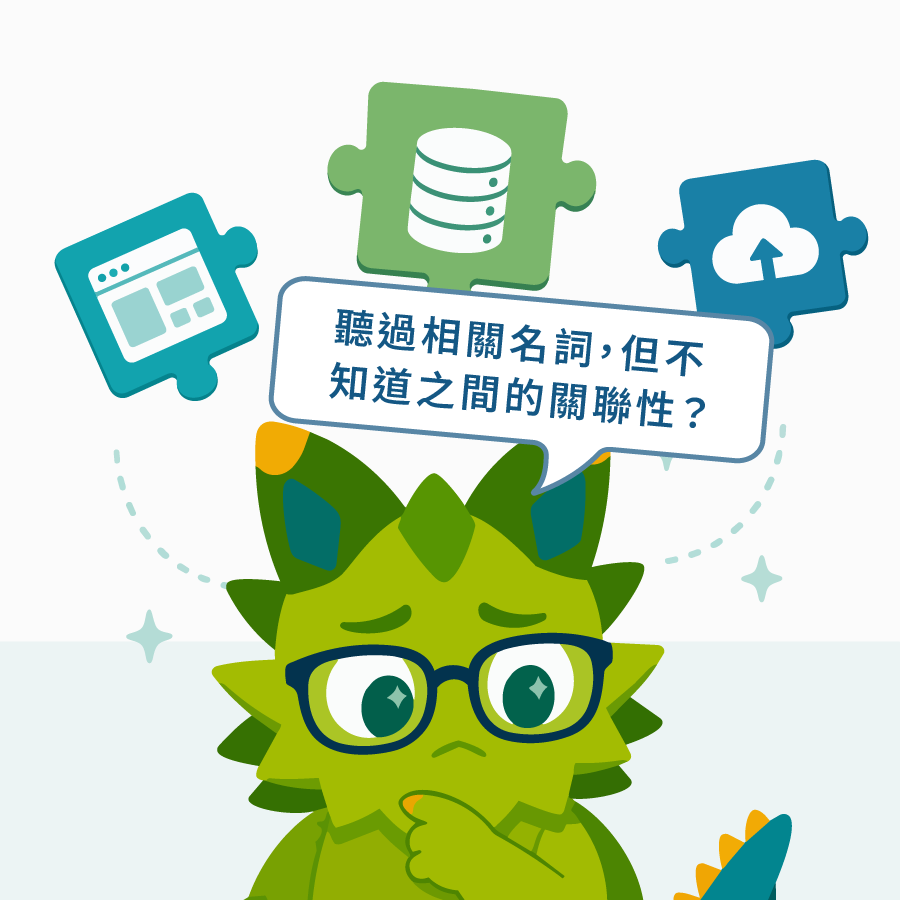 痛點示意圖：搞不懂前端、資料庫與部署的關係