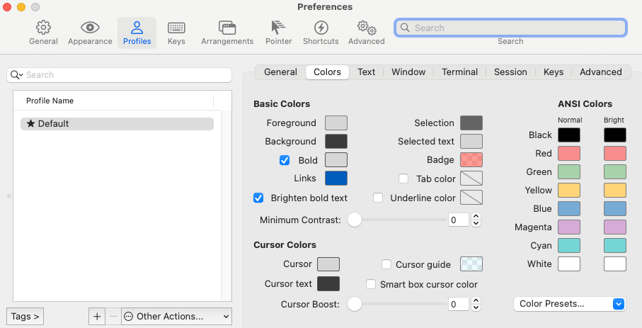 // iTerm 主題色設定