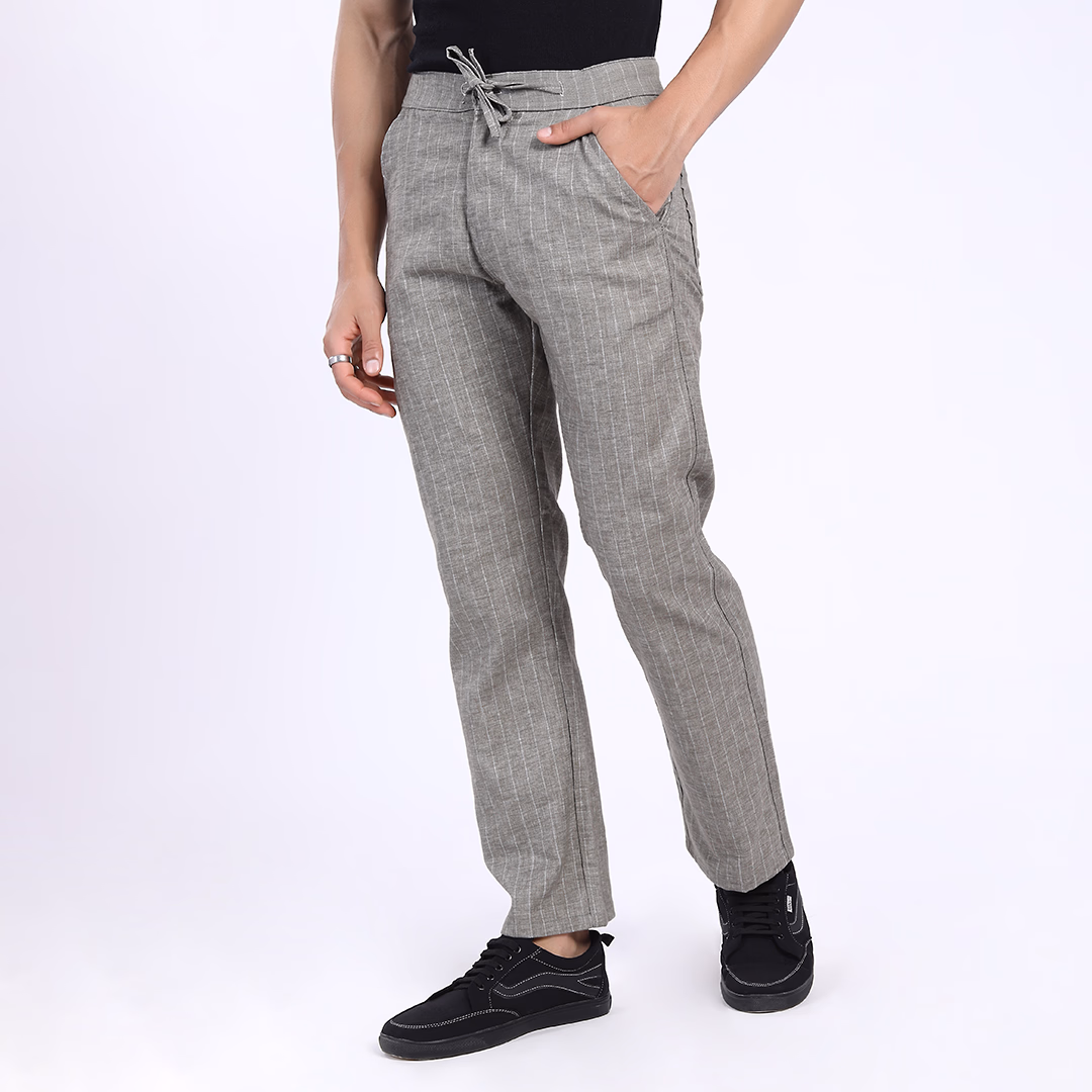 Linen Drawstring Waist Trousers for Men