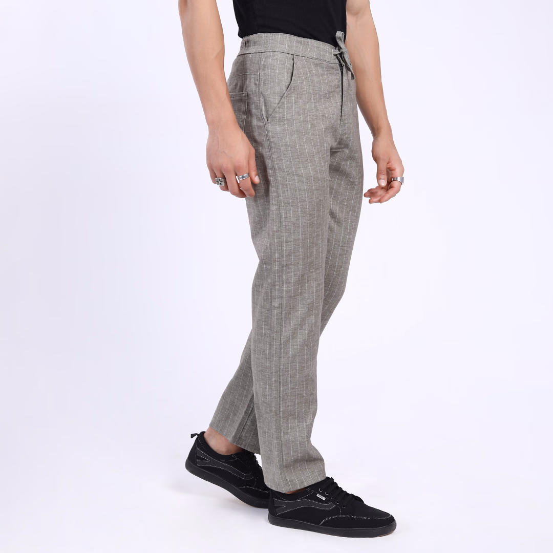 Linen Drawstring Waist Trousers for Men (hover view)
