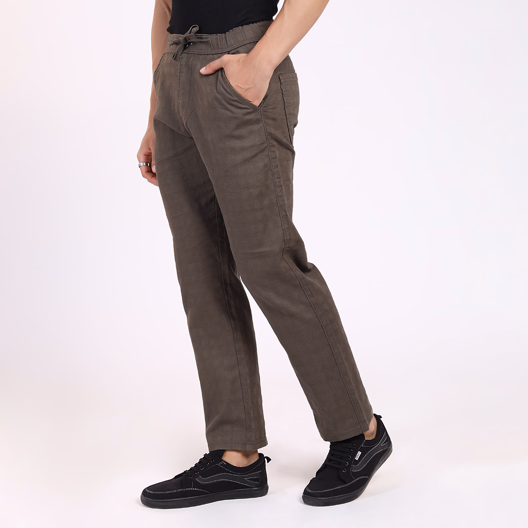 Linen Textured Comfort Pants – Elevated Fit for Everyday Sophistication (hover view)