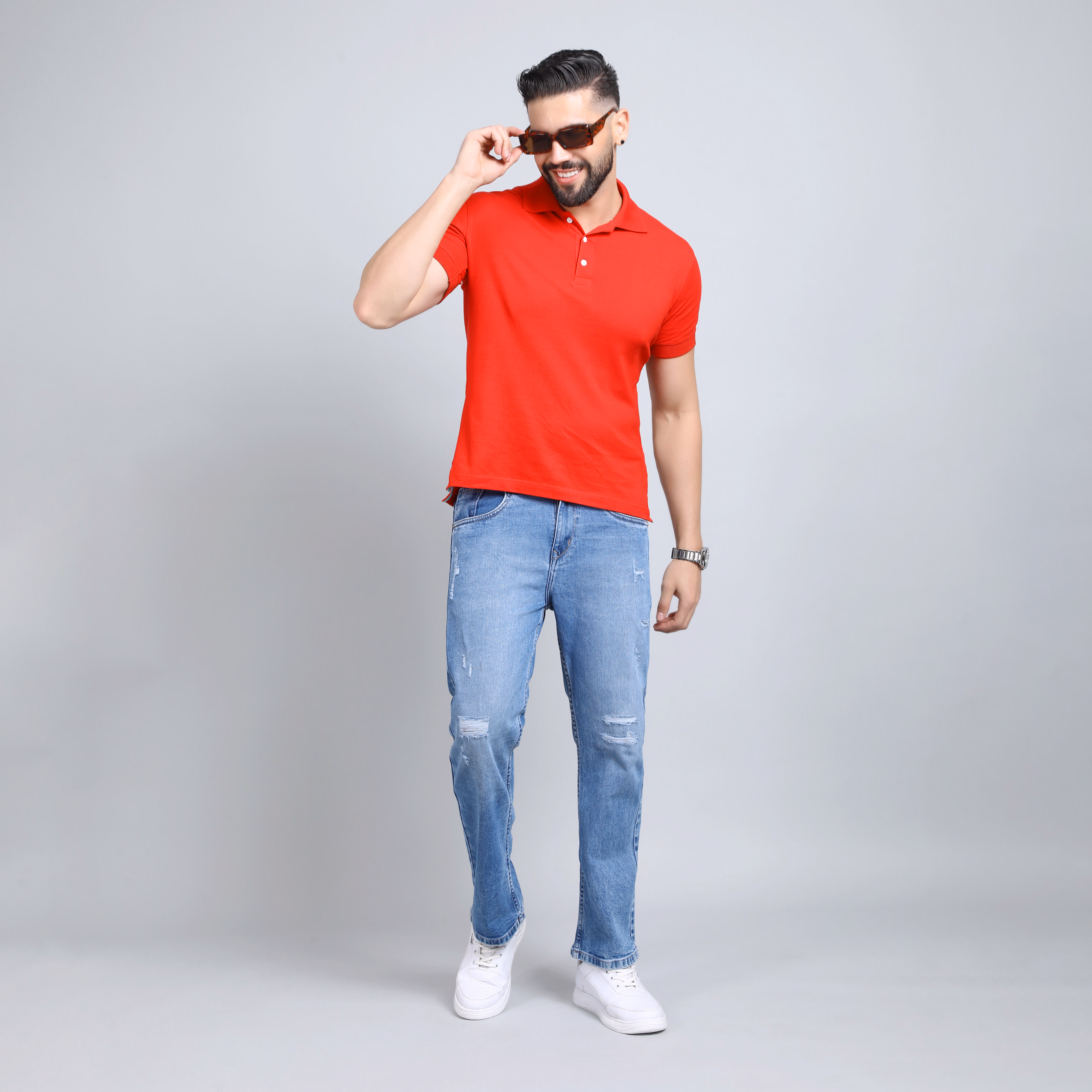 Men’s Baggy Fit Distressed Jeans – Streetwear Style for College & Casual Looks