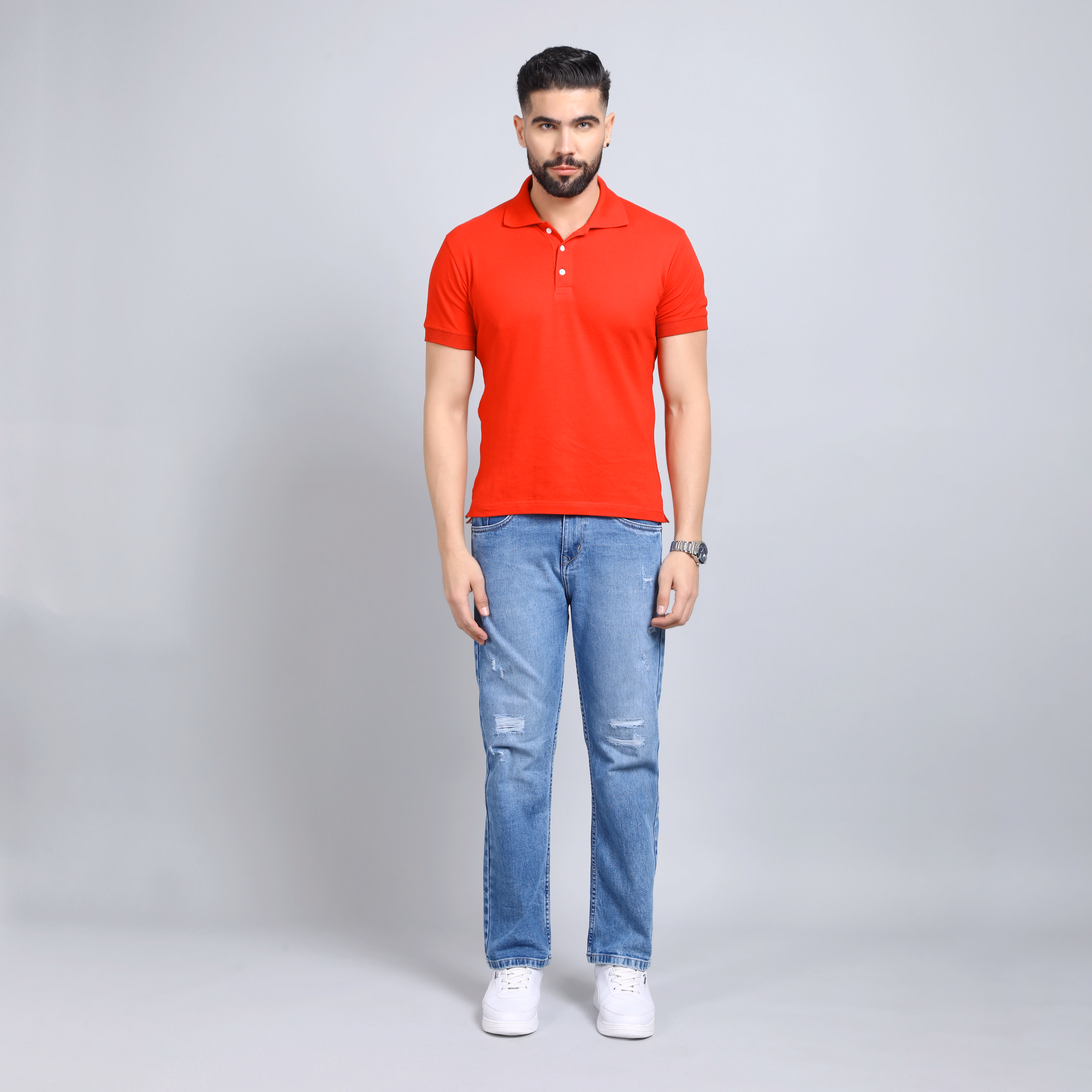 Men’s Baggy Fit Distressed Jeans – Streetwear Style for College & Casual Looks (hover view)