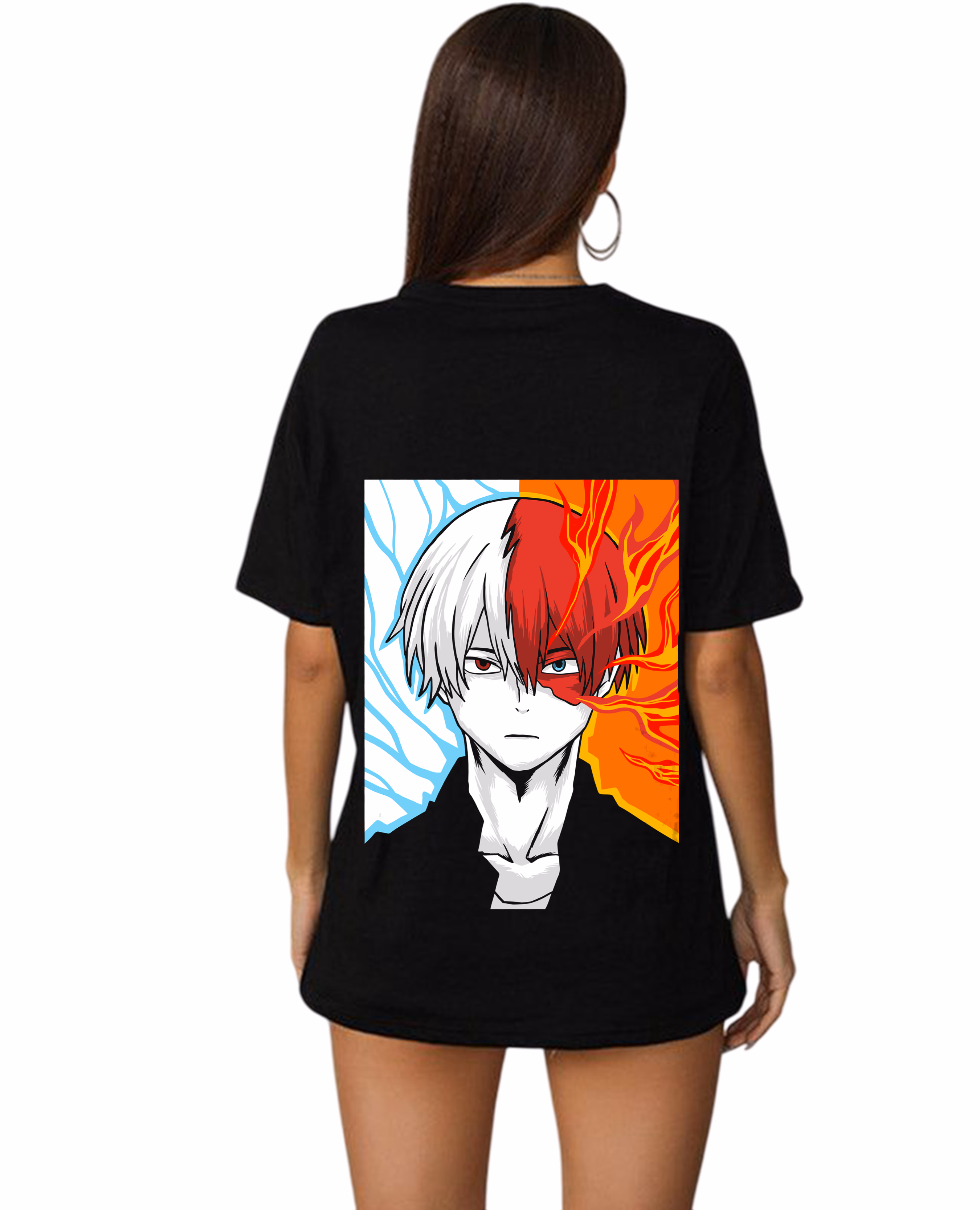 Oversized_Unisex “Todoroki-Ice-And-Fire” T-Shirt – Premium Mercerized Organic Cotton