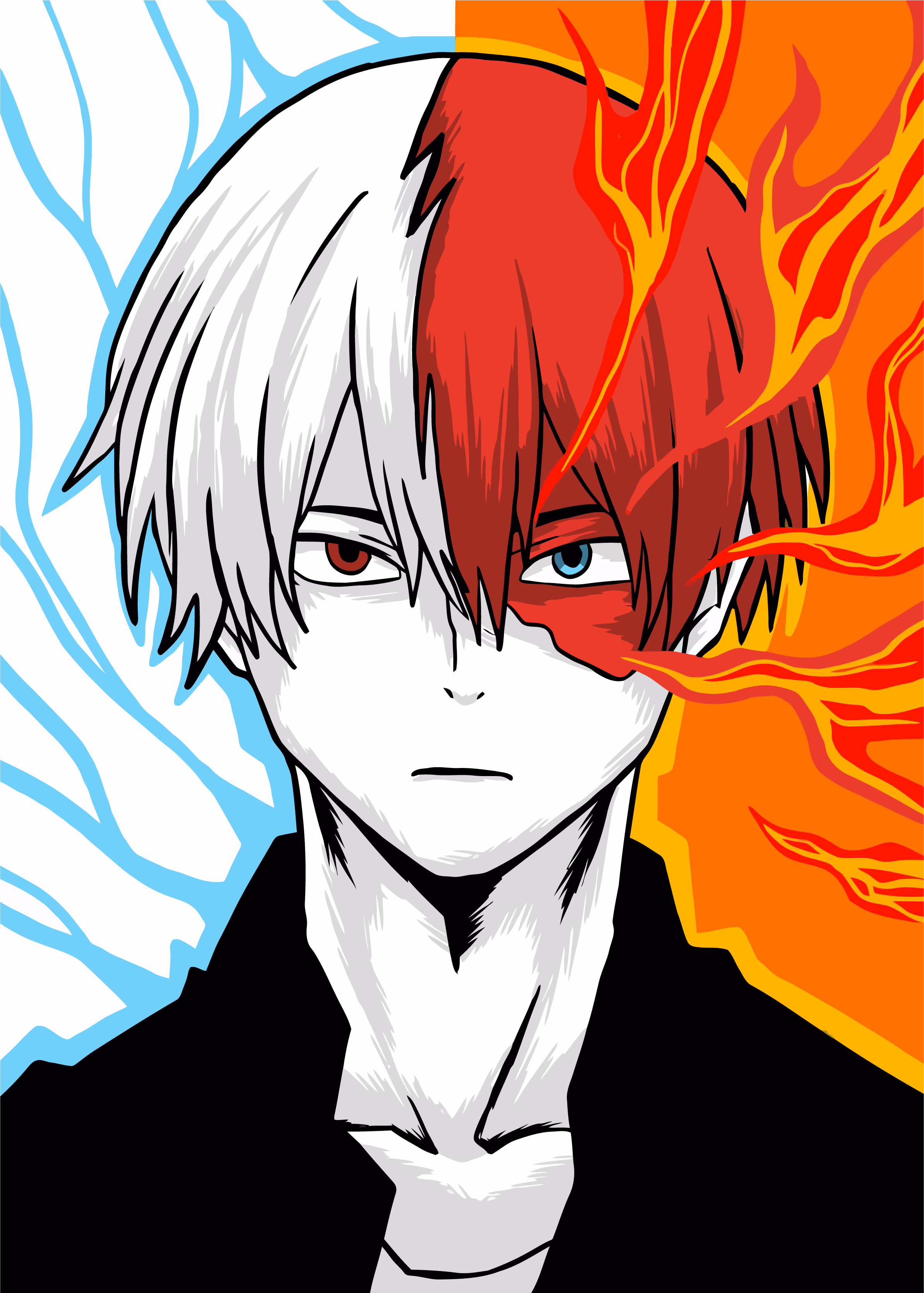 Oversized_Unisex “Todoroki-Ice-And-Fire” T-Shirt – Premium Mercerized Organic Cotton (hover view)