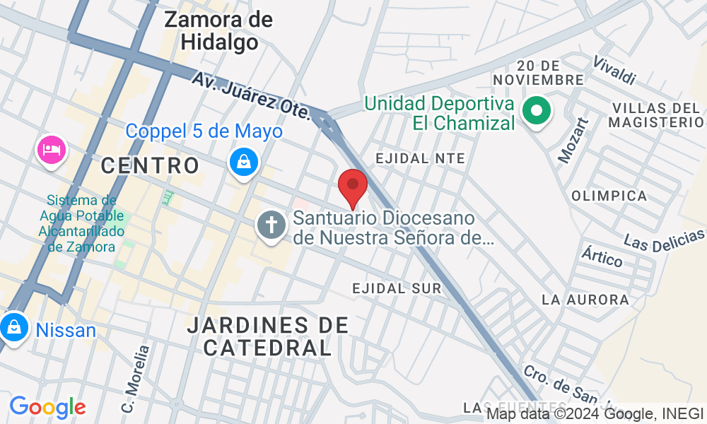 59600, Cristóbal Colón Oriente 387, Jardines de Catedral, 59670 Zamora de Hidalgo, Mich., México