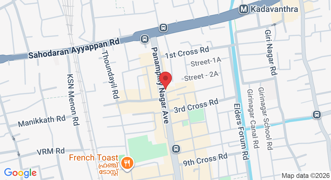 28/93A, Main Avenue, near DDRC SRL corporate office, Manorama Junction, Panampilly Nagar, Kochi, Kerala 682036, India