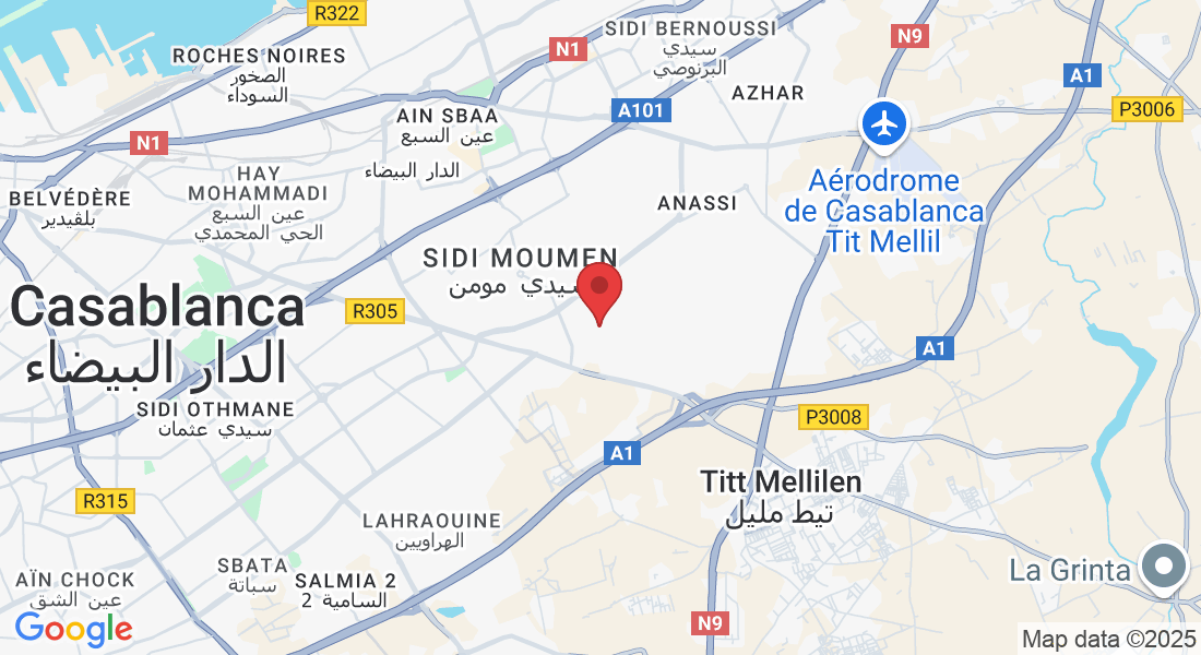 Lotissement Atissir rue 2، N° 17، Dar-el-Beida 20000, Maroc