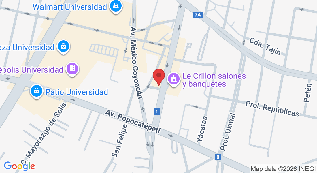 Av. Cuauhtémoc 1441, Col del Valle Centro, Benito Juárez, 03100 Ciudad de México, CDMX, México