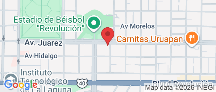 Av. Juarez 1822-Oriente, Tercero de Cobián Centro, 27000 Torreón, Coah., México
