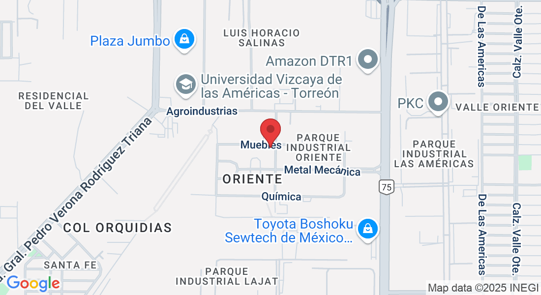 Muebles 305, Oriente, Parque Industrial Oriente, 27272 Torreón, Coah., México