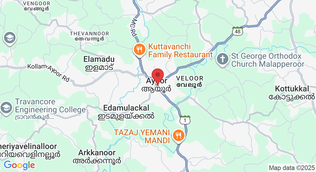 VVW6+W8P, Kilimanoor - Kottarakkara Rd, Ayoor, Edamulackal, Kerala 691533, India
