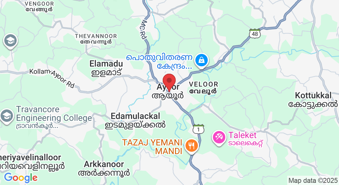 VVW6+W8P, Kilimanoor - Kottarakkara Rd, Ayoor, Edamulackal, Kerala 691533, India