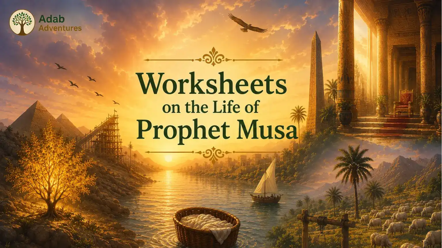 Islamic Worksheets for Kids on The Stories of Prophet Musa