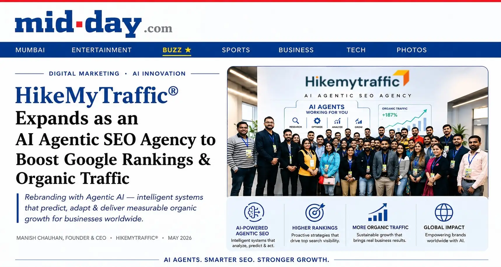 Mid-day Features HikeMyTraffic® as an AI Agentic SEO Agency