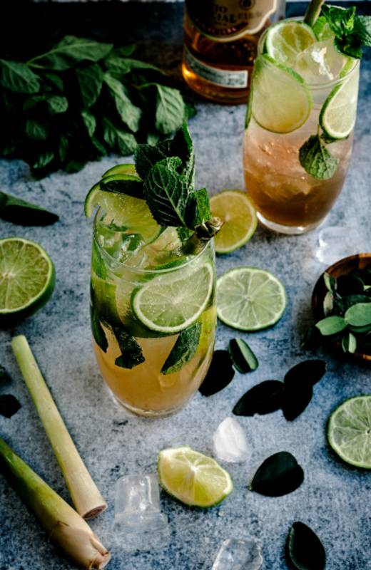 Lemon Ginger Rum Fizz Cocktail