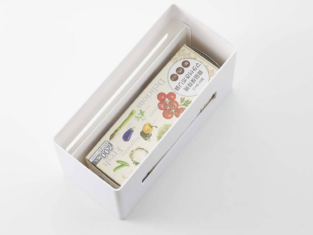 スマート両面ティッシュケースの写真。ABS樹脂製の蓋付きボックスで、2つの一般的なティッシュボックスを収納可能なオフィス用品。